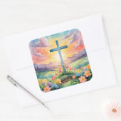 Beautiful Easter Watercolor Art Quadratischer Aufkleber (Umschlag)