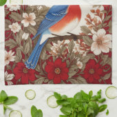 Beautiful Eastern Bluebird Red Floral  Geschirrtuch (Gefaltet)