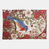 Beautiful Eastern Bluebird Red Floral  Geschirrtuch (Horizontal)