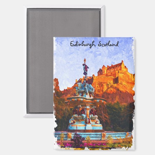Beautiful Edinburgh Castle Watercolor Magnet (Vorderseite/Rückseite)