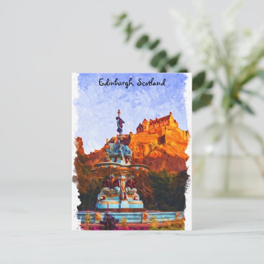Beautiful Edinburgh Castle Watercolor Postkarte (Stehend Vorderseite)