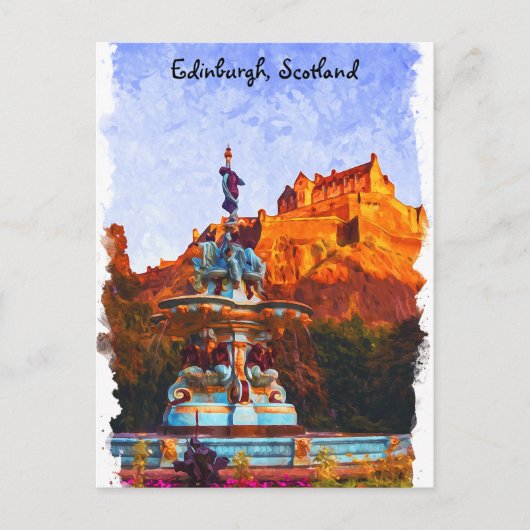 Beautiful Edinburgh Castle Watercolor Postkarte (Vorderseite)