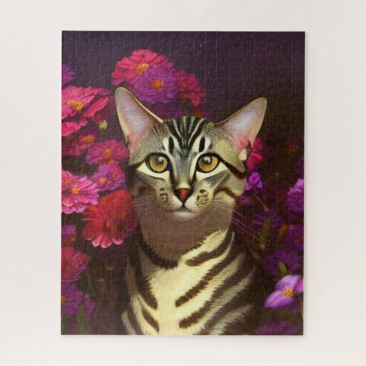 Beautiful Egyptian Mau Cat in a Night Garden Puzzle (Vertikal)