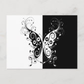 Beautiful elegant black and white butterfly swirls postkarte (Vorderseite)