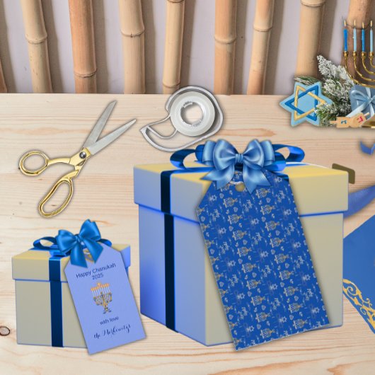 Beautiful Elegant Blue Hanukkah Menorah Geschenkanhänger