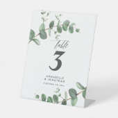 Beautiful elegant eucalyptus foliage wedding table sockelschild (Vorderseite)