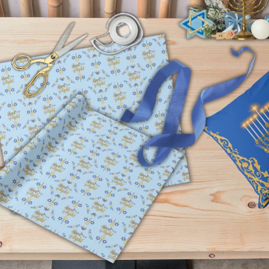 Beautiful Elegant Light Blue Hanukkah Geschenkpapier