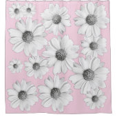 Beautiful Elegant White Daisies on soft pink Duschvorhang (Vorderseite)