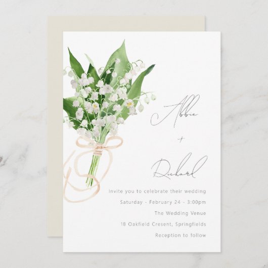 Beautiful Elegant White Floral Bouquet Wedding Einladung (Vorne/Hinten)