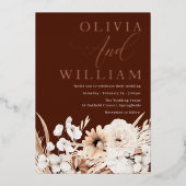 Beautiful Elegante Boho Floral Wedding Rose Gold Folieneinladung (Vorderseite)