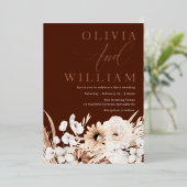 Beautiful Elegante Boho Floral Wedding Rose Gold Folieneinladung (Stehend vorne)