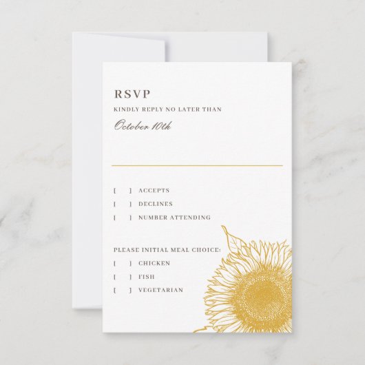 Beautiful + Elegante Sonnenblumen Hochzeit im Herb RSVP Karte (Vorderseite)