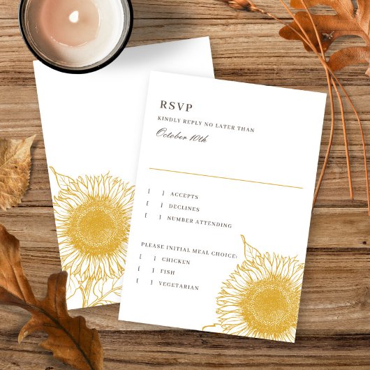 Beautiful + Elegante Sonnenblumen Hochzeit im Herb RSVP Karte