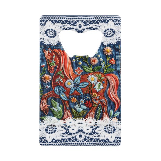 Beautiful Embroidered Horse Geldbeutel Flaschenöffner (Vorderseite)
