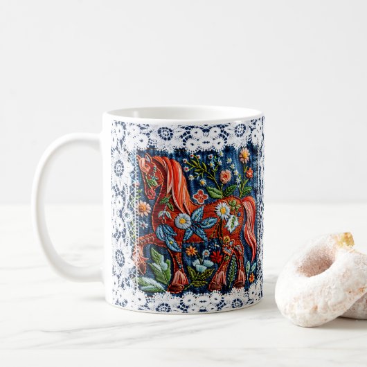 Beautiful Embroidered Horse Kaffeetasse (Mit Donut)