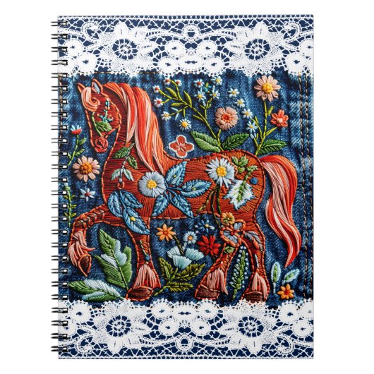 Beautiful Embroidered Horse Notizblock (Vorderseite)