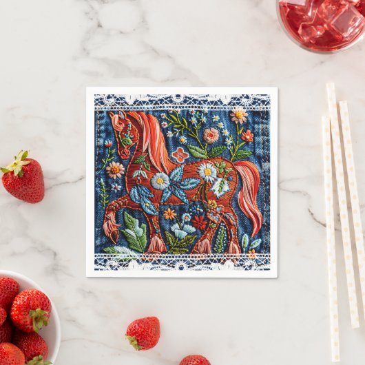 Beautiful Embroidered Horse Serviette (Beispiel)