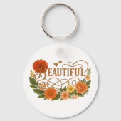 Beautiful Embroidered Style Metal Circle Keychain Schlüsselanhänger (Vorderseite)