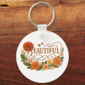 Beautiful Embroidered Style Metal Circle Keychain Schlüsselanhänger (Rückseite)