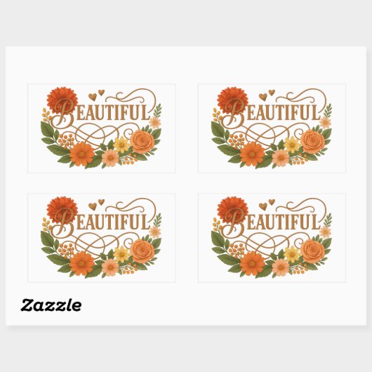 Beautiful Embroidered Style Rectangle Stickers (Blatt)