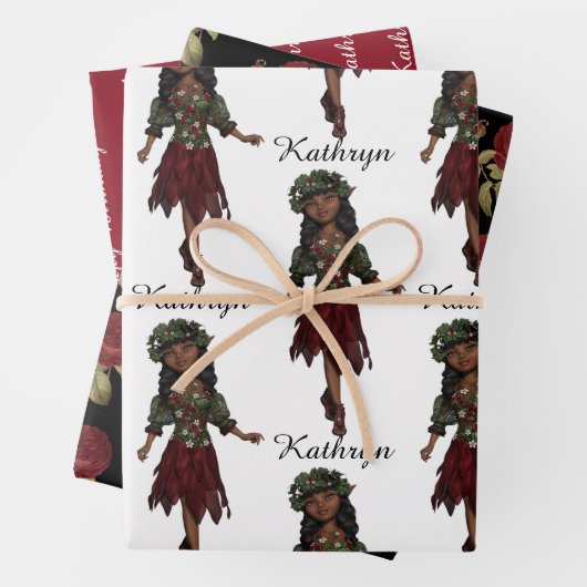 Beautiful Ethnic Girl Personalisiert Geschenkpapier Set (Beispiel)
