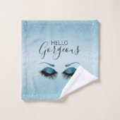 Beautiful Eyelash Blue Glitzer Badhandtuch Set (Waschlappen)