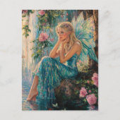 Beautiful Fairy at the Waterfall Postkarte (Vorderseite)
