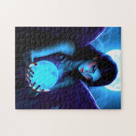 Beautiful Fairy Holds Magical Glows Orb Puzzle (Horizontal)