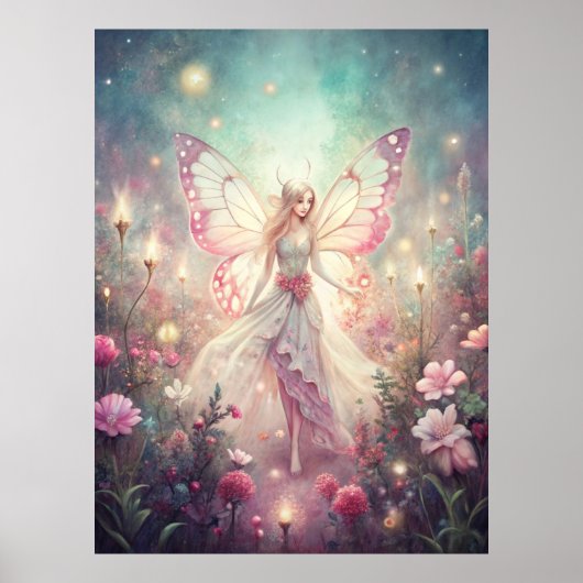 Beautiful Fairy in Garden Poster (Vorne)