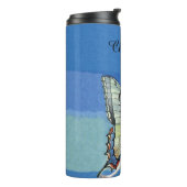 Beautiful Fairy Red Hair Butterfly Wings Blue Sky Thermosbecher (Nach links gedreht)