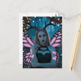 Beautiful Fairy With Black Antlers Postkarte