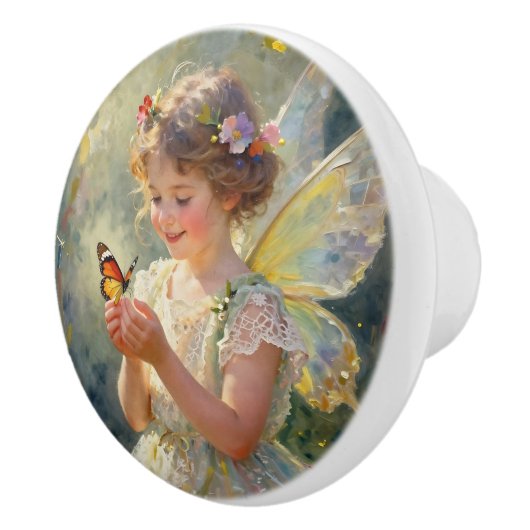 Beautiful Fairy with Butterfly| Fairytale Keramikknauf (Rechts)