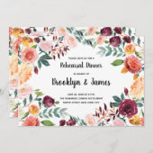 Beautiful Fall Blume Hochzeit Probe lädt ein Einladung (Vorne/Hinten)