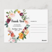 Beautiful Fall Blume Hochzeit Vielen Dank Postkart Postkarte (Rückseite)
