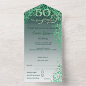 Beautiful Falling Green Glitter 50th Birthday  All In One Einladung (Innen Boden)