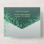 Beautiful Falling Green Glitter 50th Birthday  All In One Einladung (Rückseite)