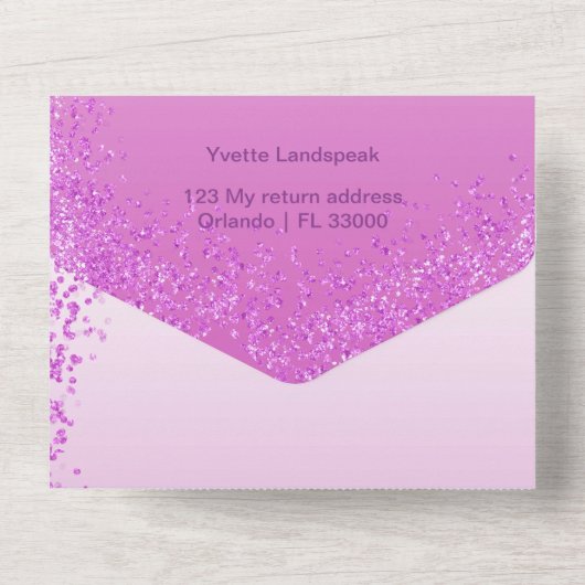 Beautiful Falling Pink Glitter 20th Birthday  All In One Einladung (Rückseite)