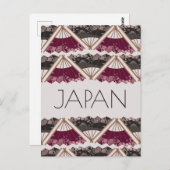 Beautiful Fan Sakura Hand Illustriert Japan Postkarte (Vorne/Hinten)