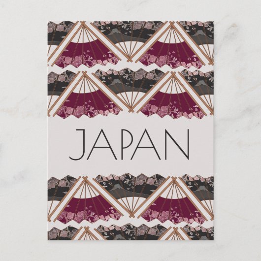 Beautiful Fan Sakura Hand Illustriert Japan Postkarte (Vorderseite)