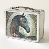 Beautiful Fantasy Black Horse Metall Brotdose (Rückseite)