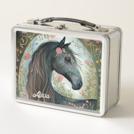 Beautiful Fantasy Black Horse Metall Brotdose