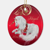 Beautiful Fantasy Christmas Unicorn Joy Red Keramik Ornament (Links)