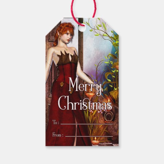 Beautiful Fantasy Elf Frohe Weihnachtsgeschenk Tag Geschenkanhänger (Vorderseite)