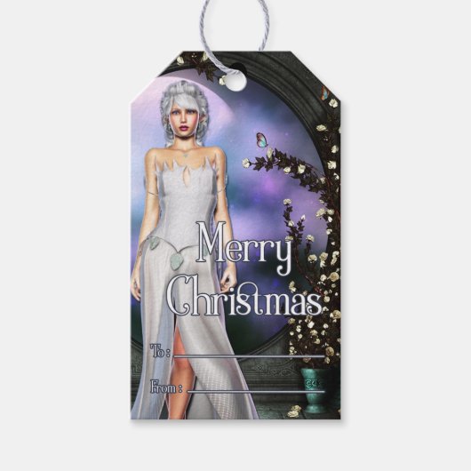 Beautiful Fantasy Elf Frohe Weihnachtsgeschenk Tag Geschenkanhänger (Vorderseite)