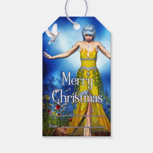 Beautiful Fantasy Elf Frohe Weihnachtsgeschenk Tag Geschenkanhänger (Vorderseite)