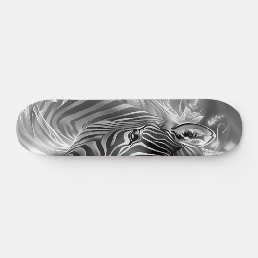 Beautiful Fantasy Gray Scale Zebra Skateboard (Horizontal)