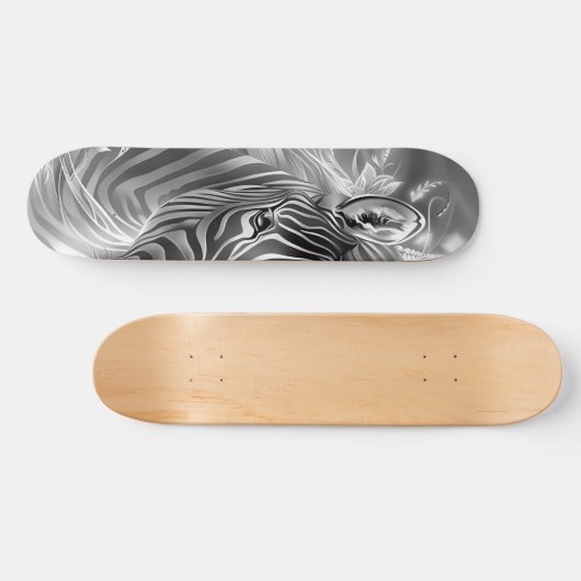 Beautiful Fantasy Gray Scale Zebra Skateboard (Horizontal)