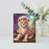 Beautiful Fantasy Niedlich Kawaii Lion Cub Postkarte (Stehend Vorderseite)