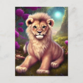 Beautiful Fantasy Niedlich Kawaii Lion Cub Postkarte (Vorderseite)