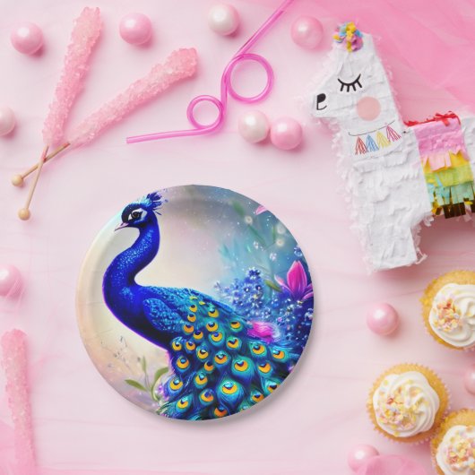 Beautiful Fantasy Peacock Pappteller (Party)